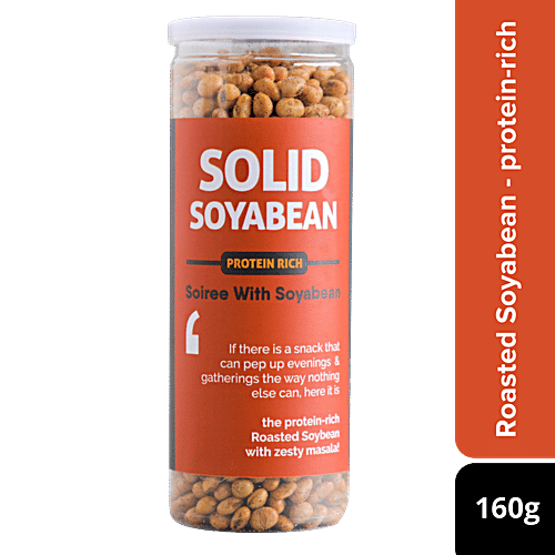 Omay Foods Solid Soyabean - Protein Rich, Roasted, No Cholesterol, Oil-Free Snack, 160 g  