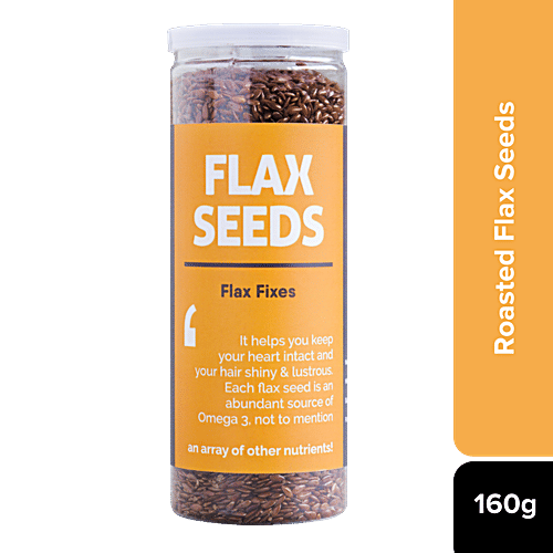 Omay Foods Flax Seeds - Roasted, Rich In Nutrients, Good For Heart Health, Oil-Free Snack, 160 g  