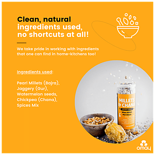 Omay Foods Millets & Chana - Jaggery Coated, Roasted, Rich In Protein, Gluten Free Snack, 30 g