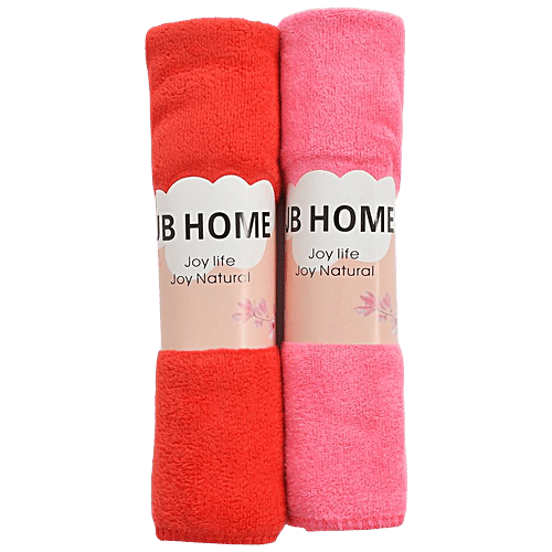 JBG Home Store Microfiber Clothes - Red & Baby Pink, Supersoft, Multipurpose, 40 x 40 cm, 2 pcs  