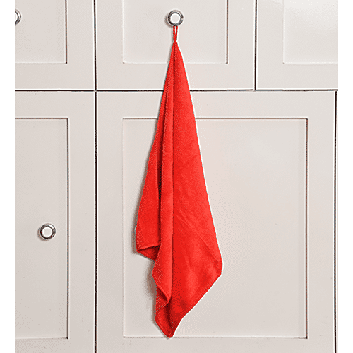 JBG Home Store Microfiber Clothes - Red & Baby Pink, Supersoft, Multipurpose, 40 x 40 cm, 2 pcs  