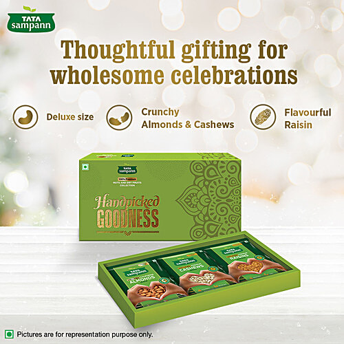 Tata Sampann Premium Nuts & Dry Fruits Collection - Almonds, Cashews & Raisins, For Gifting, 200 g (Pack of 3) 