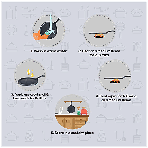 Wonderchef Wonderchef Cast Iron Cookware Tawa - Induction Base, Freezer Safe, 25 cm, With Handle, Forza,, 1 pc