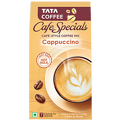 Tata Coffee Cafe Specials Cafe-Style Coffee Mix - Creamy & Frothy Coffee, Cappuccino Flavour, 14.5 g (7 Sachets x 14.5 g Each)