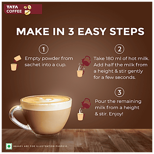 Tata Coffee Cafe Specials Cafe-Style Coffee Mix - Creamy & Frothy Coffee, Cappuccino Flavour, 14.5 g (7 Sachets x 14.5 g Each)