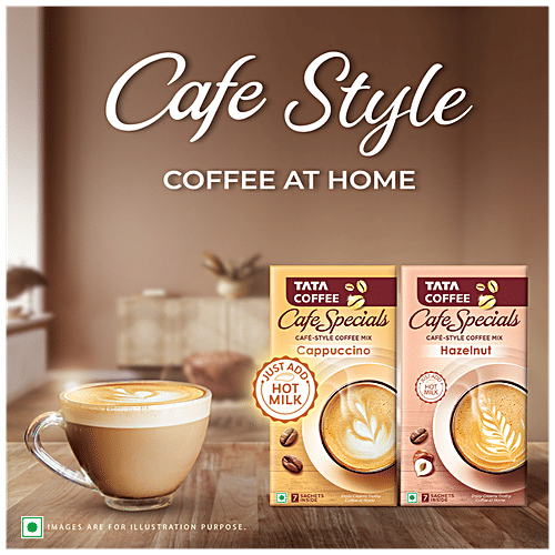 Tata Coffee Cafe Specials Cafe-Style Coffee Mix - Creamy & Frothy Coffee, Cappuccino Flavour, 14.5 g (7 Sachets x 14.5 g Each)