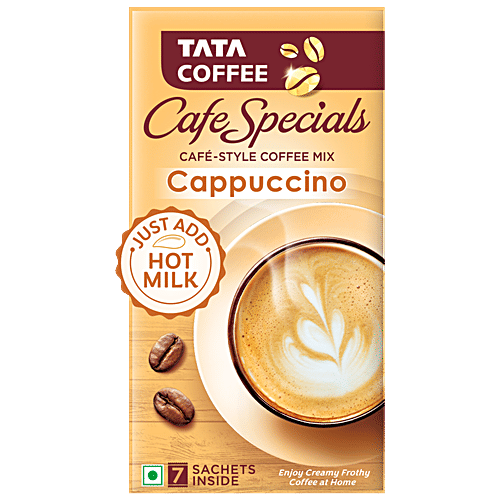 Tata Coffee Cafe Specials Cafe-Style Coffee Mix - Creamy & Frothy Coffee, Cappuccino Flavour, 14.5 g (7 Sachets x 14.5 g Each)