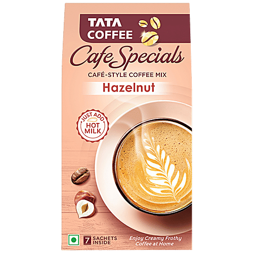 Tata Coffee Cafe Specials Cafe-Style Coffee Mix - Creamy & Frothy Coffee, Hazelnut Flavour, 14.5 g (7 Sachets x 14.5 g Each) 