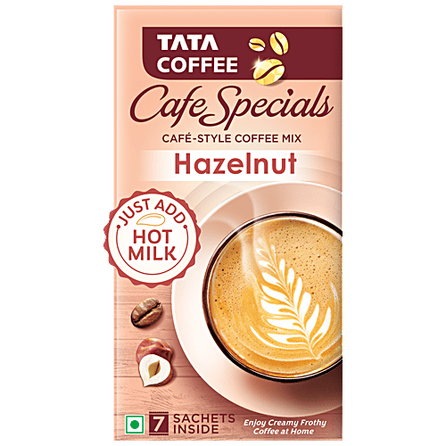 Tata Coffee Cafe Specials Cafe-Style Coffee Mix - Creamy & Frothy Coffee, Hazelnut Flavour, 14.5 g (7 Sachets x 14.5 g Each) 