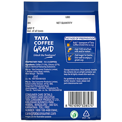Tata Coffee Classic Instant Coffee, Chicory Mix With Strong Taste & Rich Aroma, 100 g Pouch 