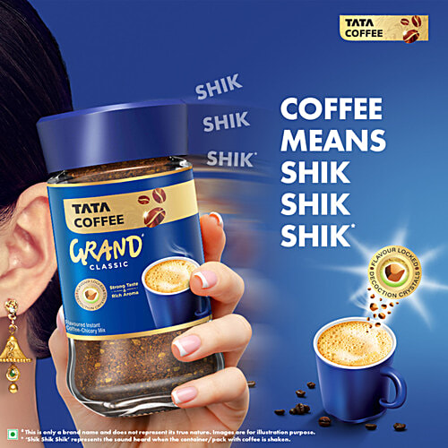 Tata Coffee Classic Instant Coffee, Chicory Mix With Strong Taste & Rich Aroma, 200 g Pouch 