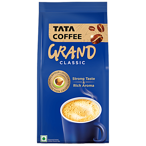 Tata Coffee Classic Instant Coffee, Chicory Mix With Strong Taste & Rich Aroma, 200 g Pouch 