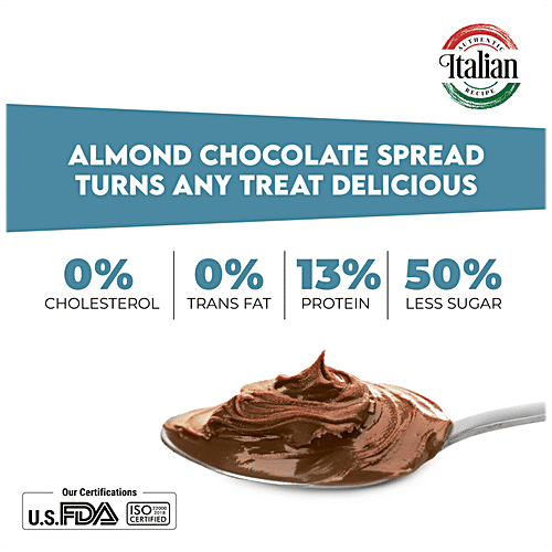 Happilo Premium Almond Chocolate Spread - Protein-Rich, 50% Less Sugar, Cholesterol Free, 350 g
