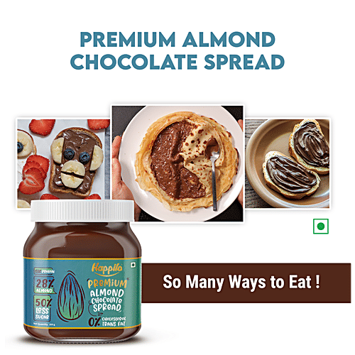 Happilo Premium Almond Chocolate Spread - Protein-Rich, 50% Less Sugar, Cholesterol Free, 350 g