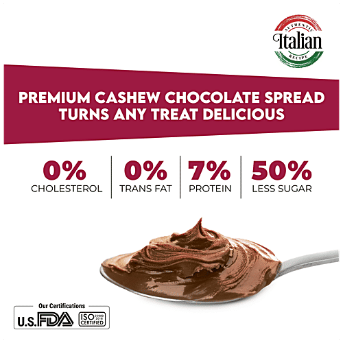 Happilo Premium Cashew Chocolate Spread - Protein-Rich, 50% Less Sugar, Cholesterol Free, 350 g