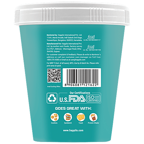 Happilo All Natural Peanut Butter - Creamy, Unsweetened, High In Protein, Gluten Free, 1 kg  Zero Cholesterol
 No Added Sugar
 Zero Transfat