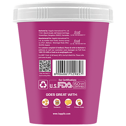 Happilo Classic Peanut Butter - Creamy, High In Protein, Gluten Free, 1 kg  Zero Cholesterol
 Zero Trans Fat
 26g Protein