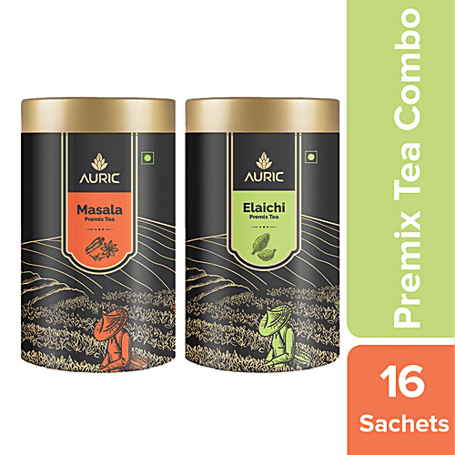 Auric Assorted Premix Tea - Elaichi & Masala Flavour, 160 g (Pack of 2) 