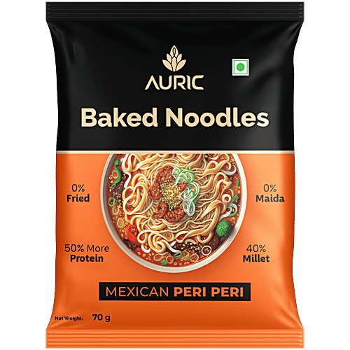 Auric Baked Noodles - Zero oil, No Maida, Mexican Peri Peri, 70 g  40% Millet, 14% More Protein