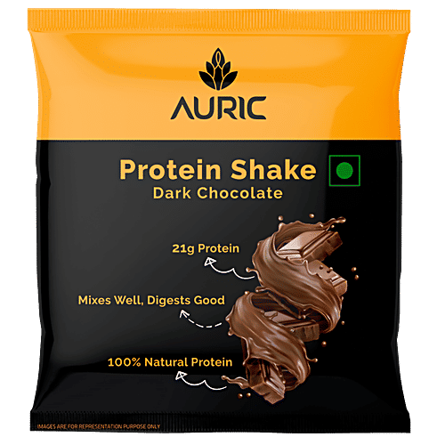 Auric Vegan Protein Powder For Men & Women - Dark Chocolate Flavour, 39 g (8 Sachets) 