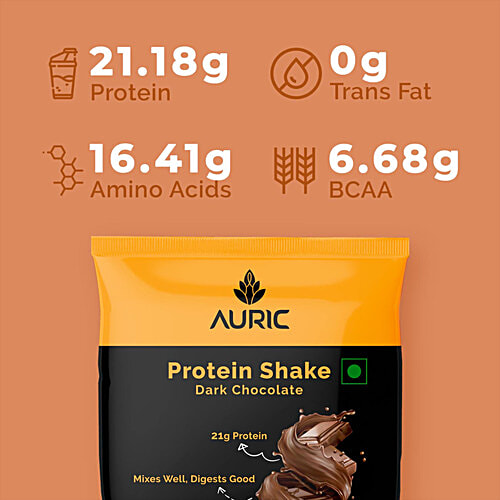 Auric Vegan Protein Powder For Men & Women - Dark Chocolate Flavour, 39 g (8 Sachets) 