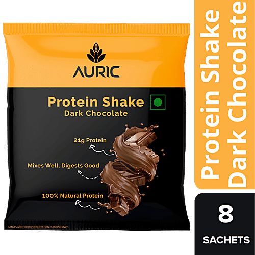 Auric Vegan Protein Powder For Men & Women - Dark Chocolate Flavour, 39 g (8 Sachets) 