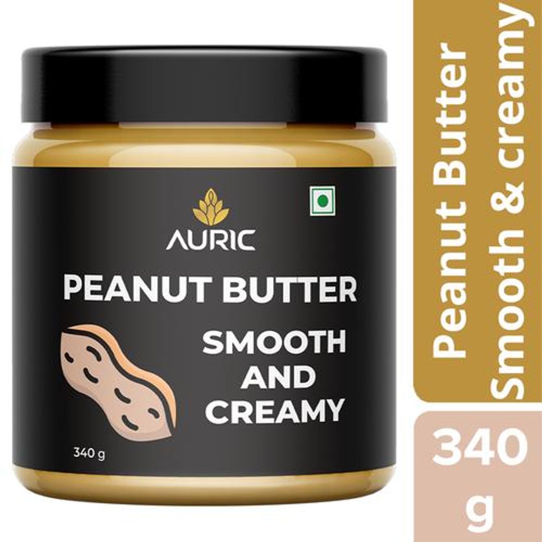 Auric Peanut Butter - Smooth & Creamy, Plant Based, 340 g 