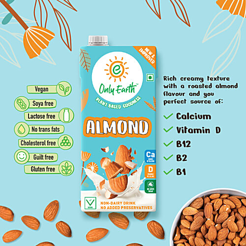 Only Earth Plant Based Almond Original Drink - Unsweetened, Lactose Free, 1 L Plant based Beverage, Non-Dairy Drink
