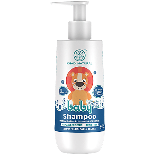 Khadi Natural Baby Shampoo - With Vitamin B-5 & Wheat Protein, Tear Free, SLS & Paraben Free, For 0-5 Years, 200 ml  