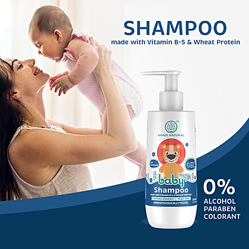 Khadi Natural Baby Shampoo - With Vitamin B-5 & Wheat Protein, Tear Free, SLS & Paraben Free, For 0-5 Years, 200 ml  