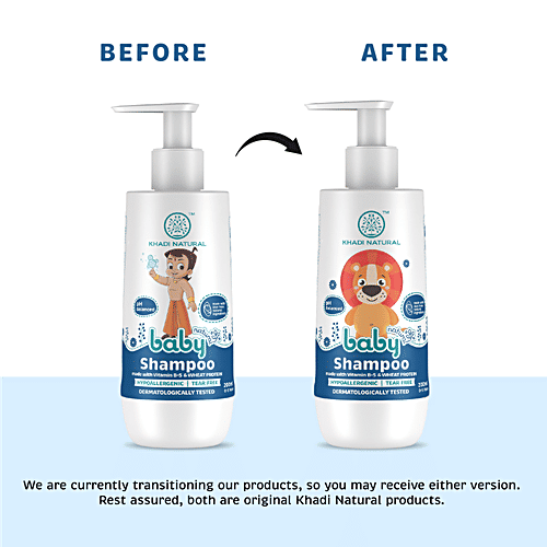 Khadi Natural Baby Shampoo - With Vitamin B-5 & Wheat Protein, Tear Free, SLS & Paraben Free, For 0-5 Years, 200 ml  