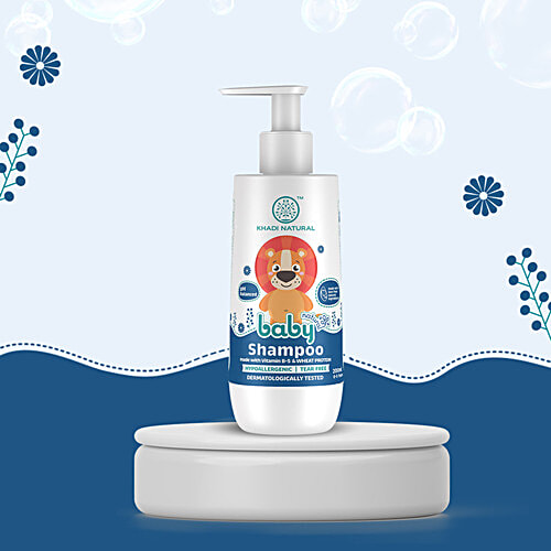 Khadi Natural Baby Shampoo - With Vitamin B-5 & Wheat Protein, Tear Free, SLS & Paraben Free, For 0-5 Years, 200 ml  