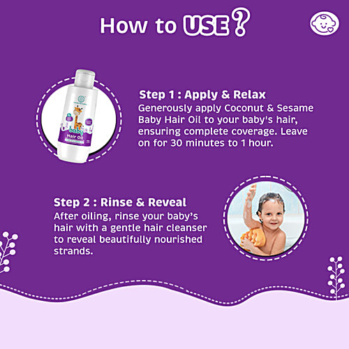 Khadi Natural Baby Hair Oil - With Coconut & Sesame Oil, Mineral Oil & Paraben Free, 150 ml  