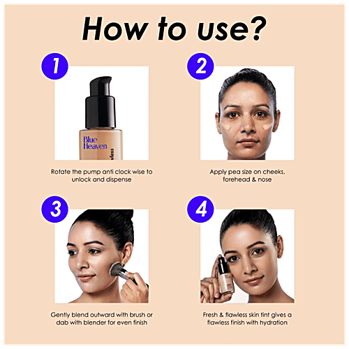 Blue Heaven Fresh & Flawless, Hydrating Skin Tint Serum Foundation, Rose, Vanilla, With Hyaluronic Acid & Spf | Antipollution | Antioxidan, 28 ml Rose Vanilla 