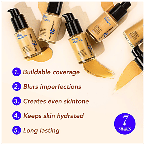 Blue Heaven Fresh & Flawless, Hydrating Skin Tint Serum Foundation, Rose, Vanilla, With Hyaluronic Acid & Spf | Antipollution | Antioxidan, 28 ml Rose Vanilla 