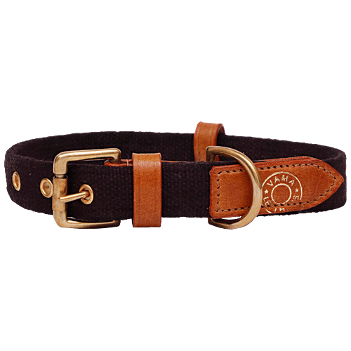 Vama Leathers Dog Cotton Collar - Eco-Friendly, Sweat Free, Fits 20-25" x 1.25", Cocoa Brown, 1 pc