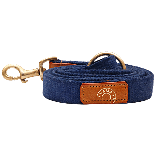 Vama Leathers Cotton Leash - Long & Short Handle, For Giant & Extra Large Dogs, Electric Blue, 1 pc