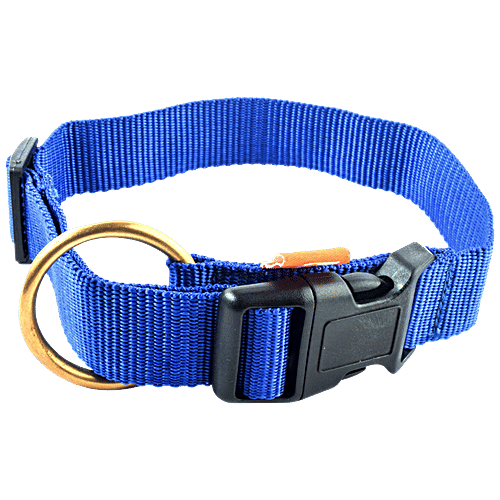 Vama Leathers Nylon Collar - Soft, Durable, For Cats, Puppy & Small Dogs, Fits 31-43 cm, Cool Blue, 1 pc  