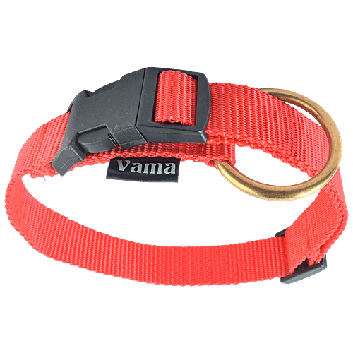 Vama Leathers Nylon Collar - Soft, Durable, For Medium & Large Dogs, Fits 41-53 cm, Scarlet Red, 1 pc  