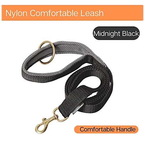 Vama Leathers Nylon Leash - Durable, For Large & XL Dogs, 3 cm x 152 cm, Midnight Black, 1 pc  