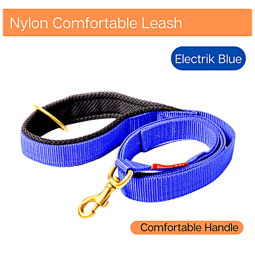 Vama Leathers Nylon Leash - Durable, For Large & Medium Dogs, 3 cm X 152 cm, Electric Blue, 1 pc  