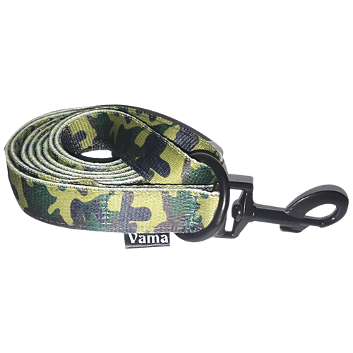 Vama Leathers Nylon Leash - Durable, For Cat, Puppy & Small Dogs, 2 cm X 152 cm, Army Green, 1 pc  