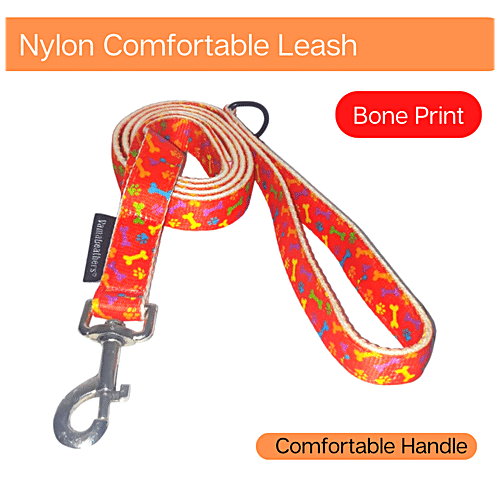 Vama Leathers Nylon Leash - Durable, For Large & XL Dogs, 3 cm x 152 cm, Bone Printed, 1 pc  