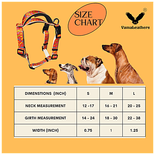 Vama Leathers Sure-Fit Nylon Harness - 5 Way Adjustable, For Medium & Large Dogs, Bone Printed, 1 pc  