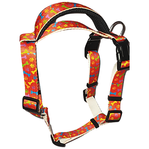 Vama Leathers Sure-Fit Nylon Harness - 5 Way Adjustable, For Medium & Large Dogs, Bone Printed, 1 pc  