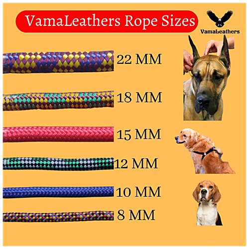 Vama Leathers Heavy Duty Rope Leash - Brass Hook, Durable, For Large & Medium Dogs, 5 Feet, 15 mm, 1 pc  