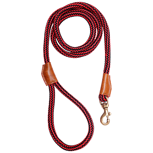Vama Leathers Heavy Duty Rope Leash - Brass Hook, Durable, For Large & Medium Dogs, 5 Feet, 15 mm, 1 pc  