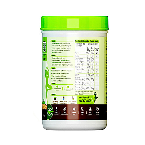 Tata GoFit Plant Protein Powder - Rich Chocolate Flavour For Women, Gut-Friendly Probiotics, 1 kg (40 Serves) 