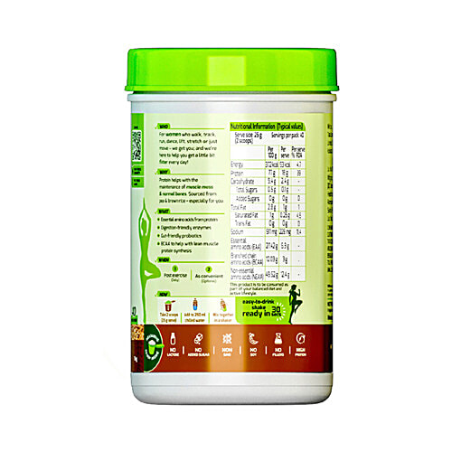 Tata GoFit Plant Protein Powder - Cafe Mocha Flavour For Women, Gut-Friendly Probiotics, 1 kg (40 Serves) 