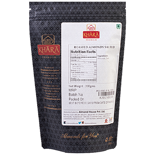 Almond House- Khara Roasted Almonds/Badam - Salted, Premium, Rich, 200 g